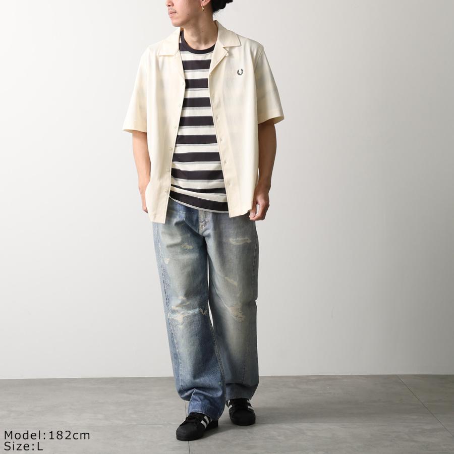 90s FRED PERRY レザースリーブ スタジャン 日本製 オールド FRED PERRY（フレッドペリー） シャツ Compress Mesh Rever Collar Sh