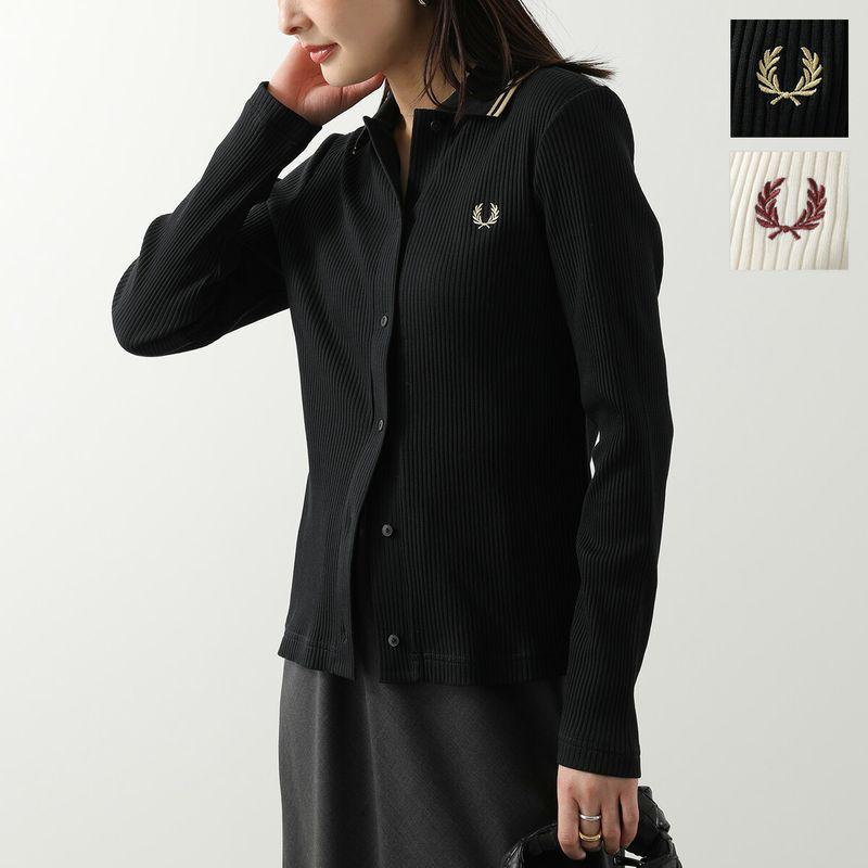 未使用　FRED PERRY フレッドペリー ポロシャツ 黒　刺繍　38 FRED PERRY（フレッドペリー） ポロシャツ Button Through Rib Polo