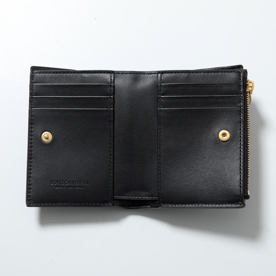 Bottega Veneta ブラック レザー 二つ折り財布 BOTTEGA VENETA（ボッテガ・ヴェネタ） 《クーポン》ボッテガヴェネタ