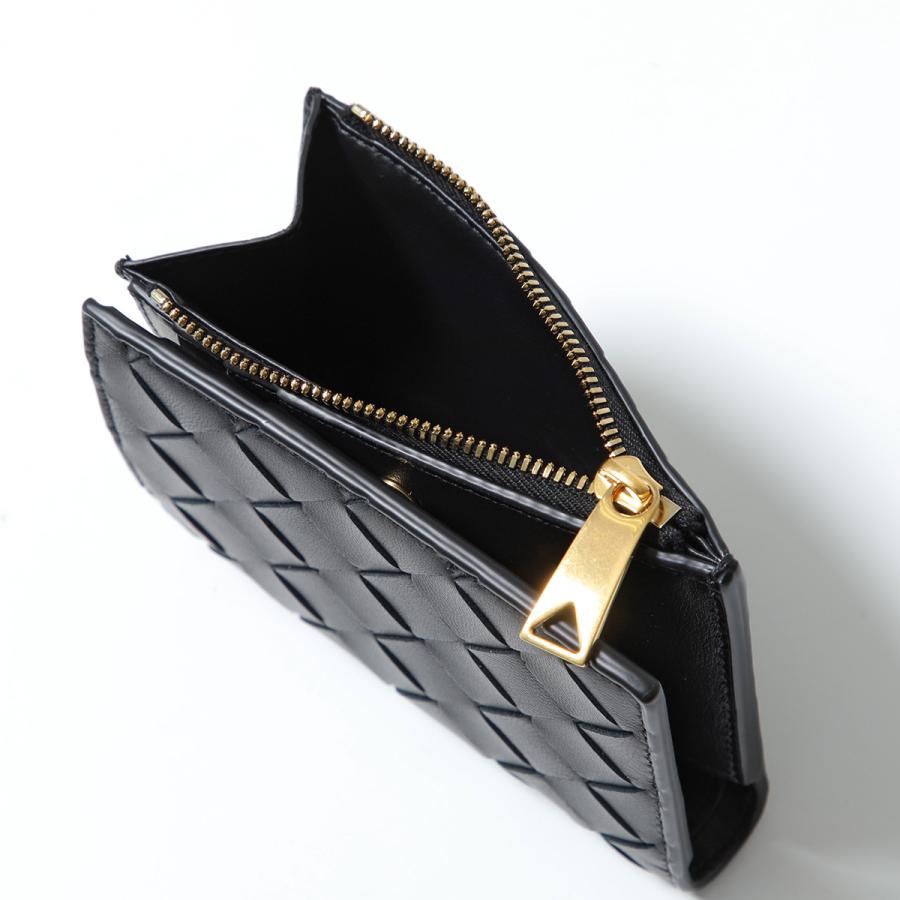 【美品】ボッテガヴェネタ 二つ折り財布 イントレチャート レザー 小銭入れ付／金 BOTTEGA VENETA（ボッテガ・ヴェネタ） 二つ折り財布 CASSETTE