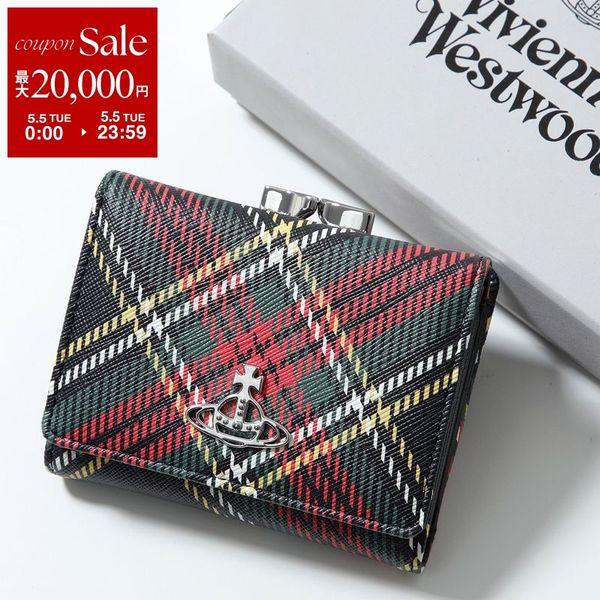 ヴィヴィアンウエストウッド タータンチェック オーブ レザー 三つ折り ヴィヴィアンウエストウッド Vivienne Westwood 三つ折り財布