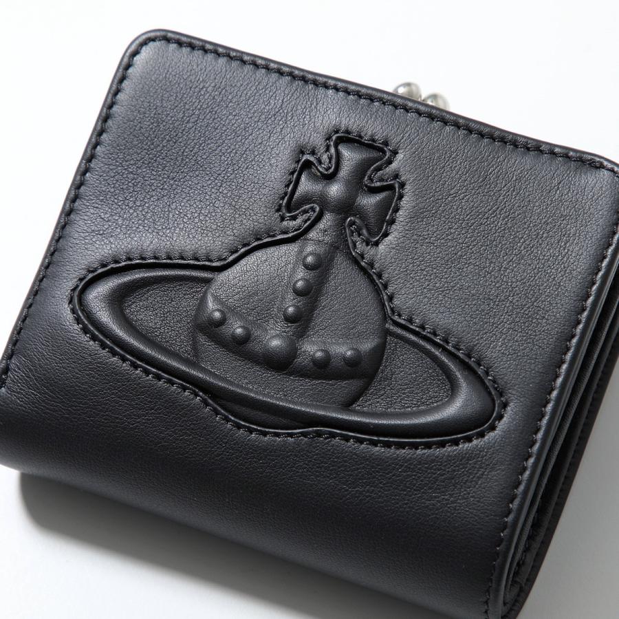 ヴィヴィアンウエストウッド がま口 二つ折り財布 レザー 黒 Vivienne Westwood（ヴィヴィアンウエストウッド） 財布 がま口 二