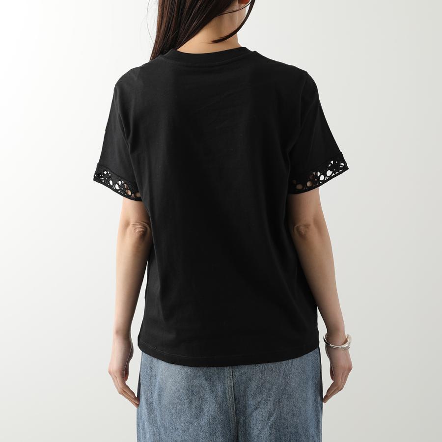 モンクレール 美品 コットン プリント Tシャツ トップス レディース ブラック XS XS モンクレール レディース Tシャツ 長袖 MONCLER ブランド ロンT