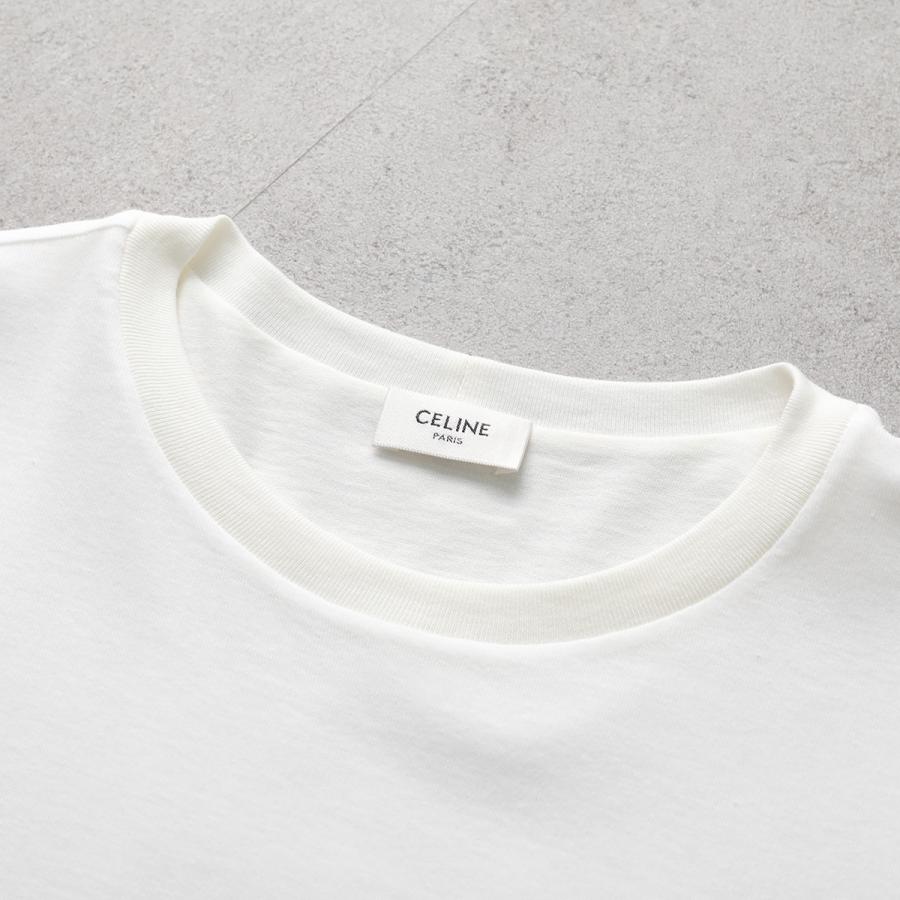 CELINE セリーヌ Tシャツ RX0DT0F17.01OB メンズ 半袖 カットソー ロゴT ファインコットンジャージー クルーネック ダブルレイヤー オフホワイトの画像