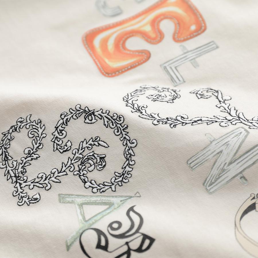 CELINE セリーヌ 半袖 Tシャツ RX0IE1242.GGY4 レディース ロゴ 刺繍 クルーネック コットン カットソー クリームの画像