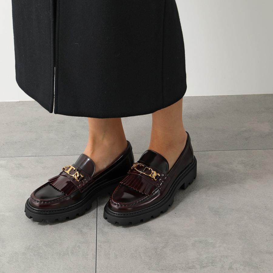 TODS トッズ ローファー XXW08J0GF80SHA レディース Tチェーン メタル フリンジ レザーシューズ チャンキーソール B999/NERO XXW08J0GF80SHAB999の画像