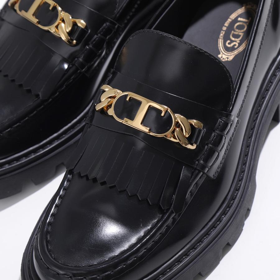 TODS トッズ ローファー XXW08J0GF80SHA レディース Tチェーン メタル フリンジ レザーシューズ チャンキーソール B999/NERO XXW08J0GF80SHAB999の画像