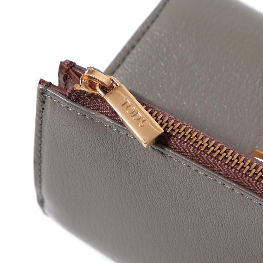 ■美品■　トッズ Tタイムレス 三つ折り 財布 コンパクト ウォレット レザー グレー 箱 【416576】5 TOD'S - □美品□ トッズ Tタイムレス 三つ折り 財布 コンパクト