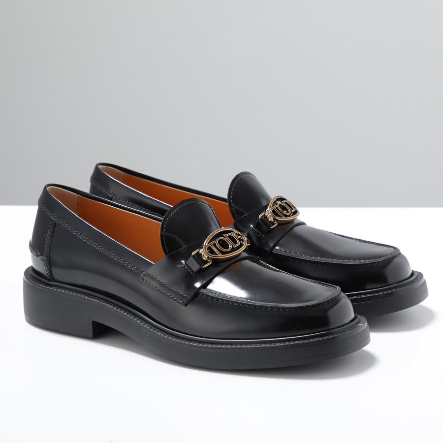 【35.5のみ】TODS トッズ ローファー XXW20L0IM70SHA レディース レザー メタルロゴプレート ラウンドトゥ 3cm シューズ 靴 B999/NEROの画像