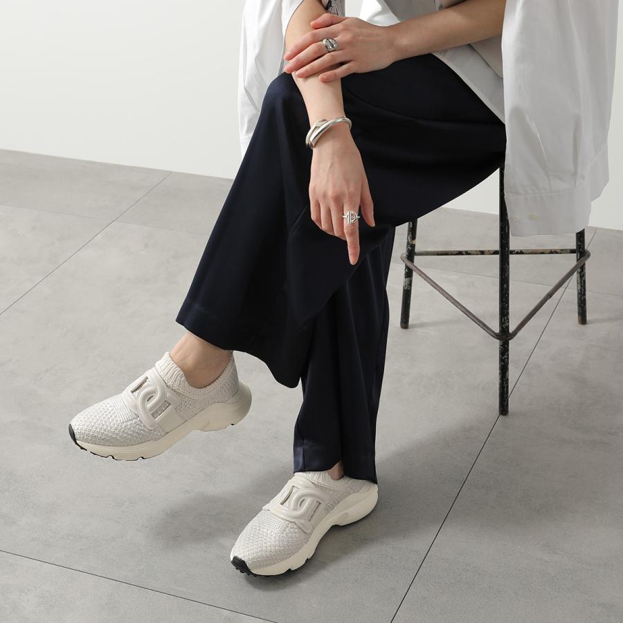 TODS トッズ スニーカー Kate ケイト XXW54C0IB90T8Z レディース ローカット スリッポン バックタブ ロゴ ニット メタリック 4cm シューズの画像