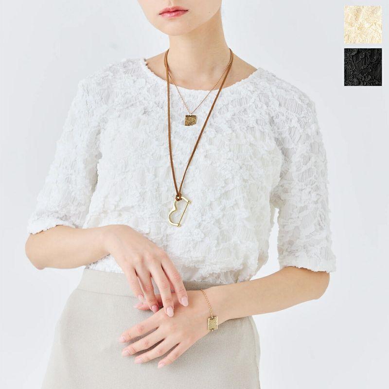 Torrazzo Donna（トラッゾドンナ） ジャガード半袖トップス 6266-360