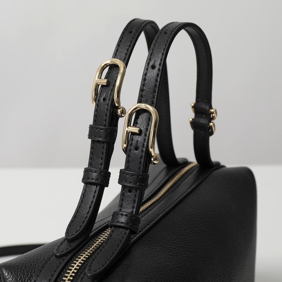 美品 FURLA ボストンバッグ　黒 フルラ 革製 レザー FURLA（フルラ） ハンドバッグ DOUBLE MINI BOSTON BAG ダブル WE00870