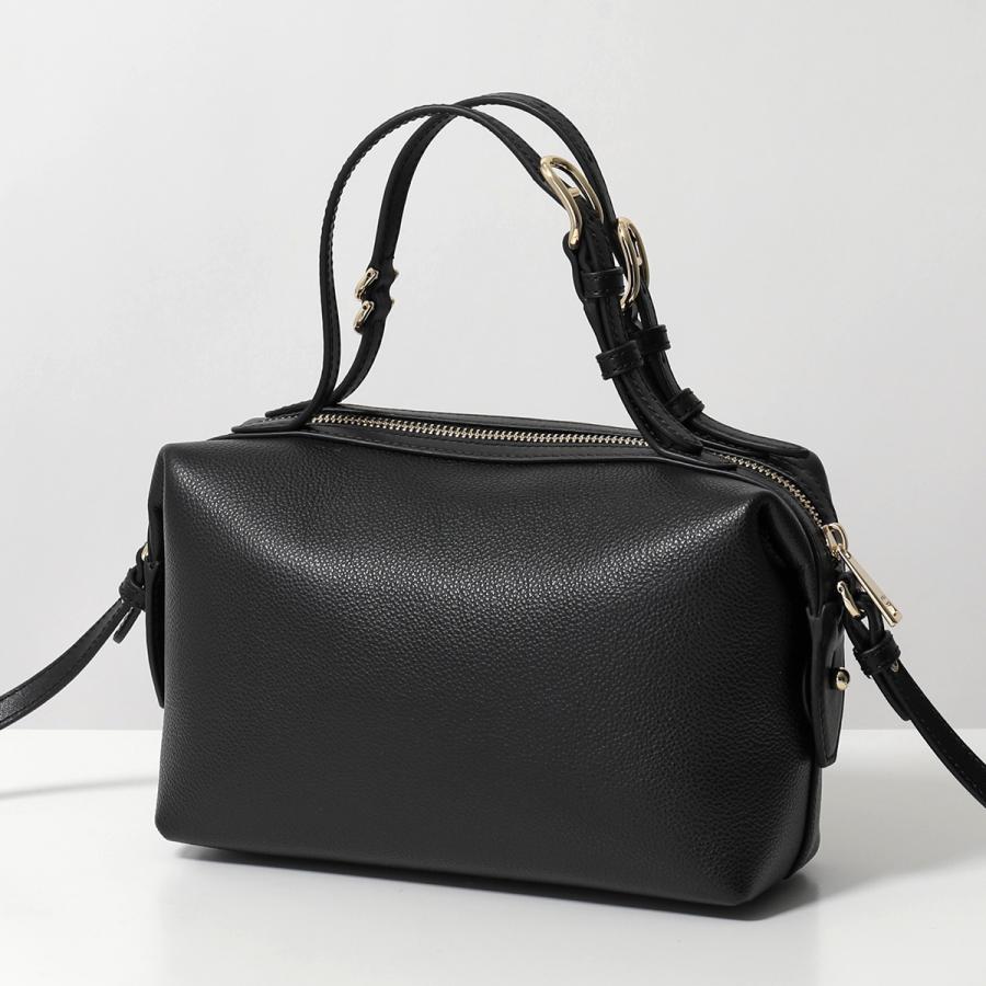 美品 FURLA ボストンバッグ　黒 フルラ 革製 レザー FURLA（フルラ） ハンドバッグ DOUBLE MINI BOSTON BAG ダブル WE00870