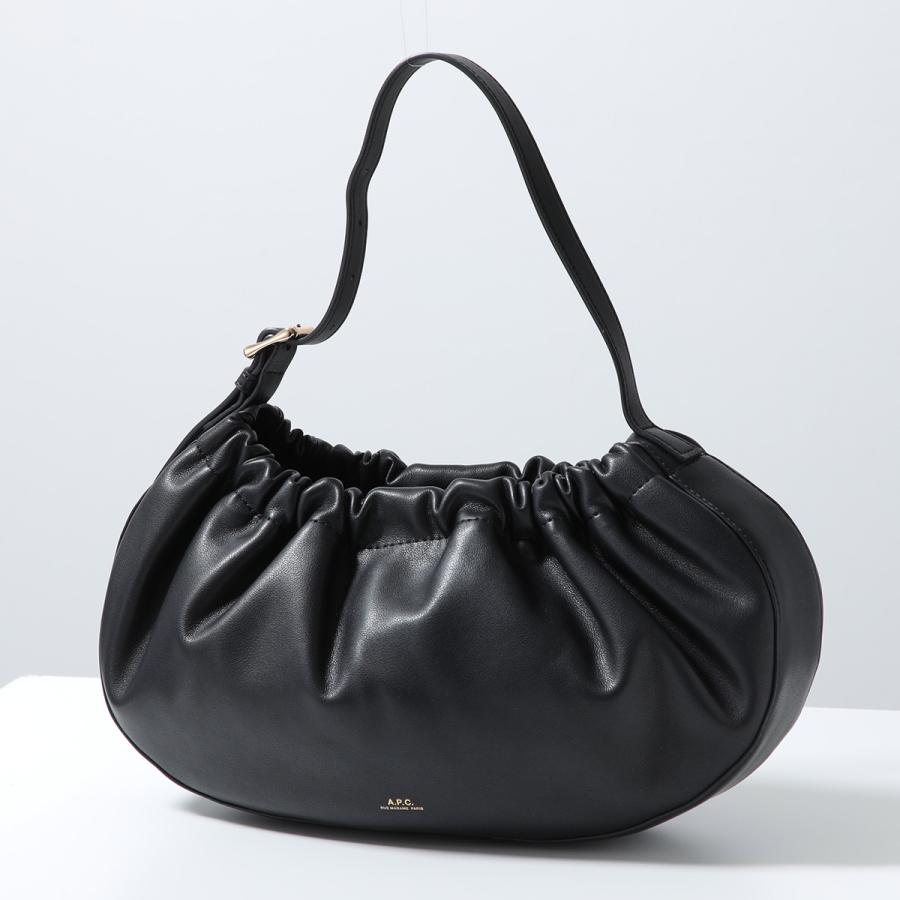 APC A.P.C. アーペーセー ハンドバッグ Ninon Hoop ニノン フープ PUAAT F67049 レディース ショルダーバッグ ギャザー ロゴ 鞄 LZZ/NOIRの画像