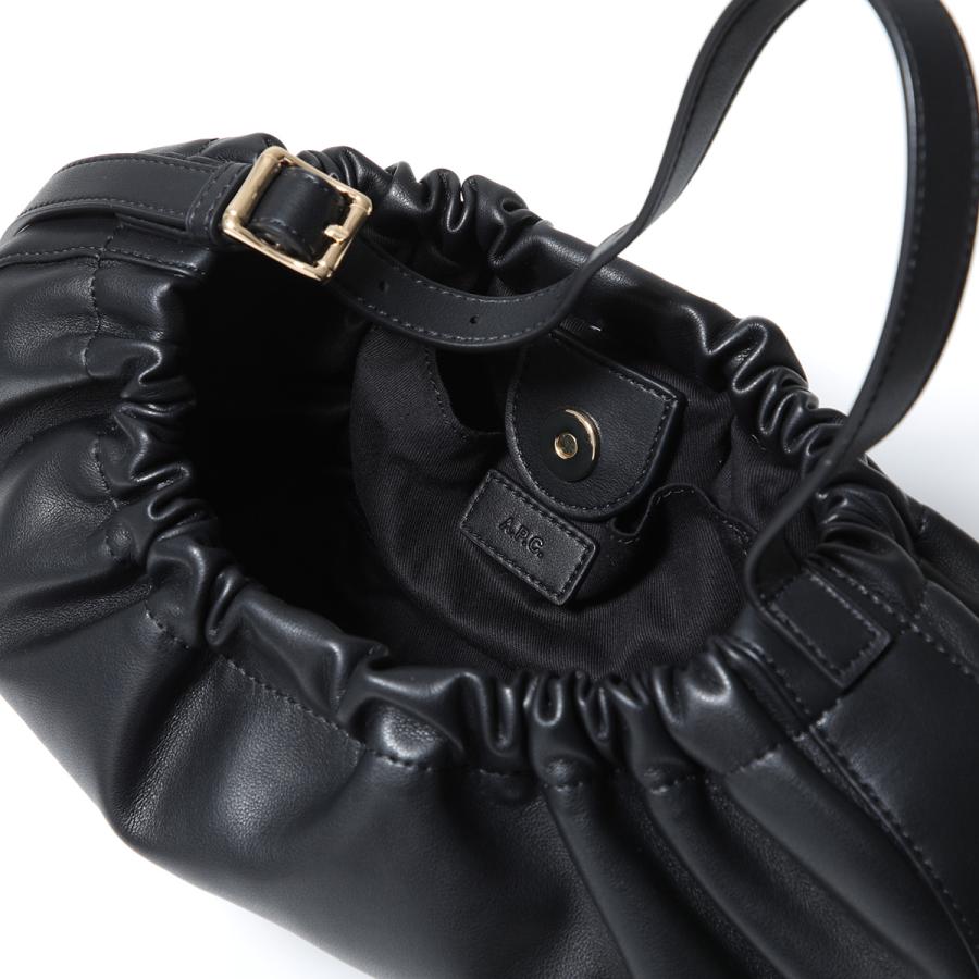 APC A.P.C. アーペーセー ハンドバッグ Ninon Hoop ニノン フープ PUAAT F67049 レディース ショルダーバッグ ギャザー ロゴ 鞄 LZZ/NOIRの画像