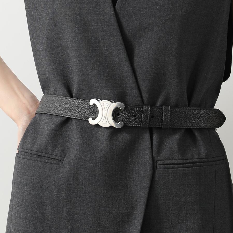 CELINE セリーヌ ベルト Triomphe トリオンフ 45BIE3AUY.38SI レディース レザー カーフスキン メタルロゴ Blackの画像