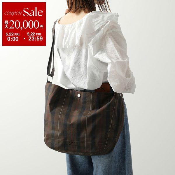 APC A.P.C. アーペーセー ショルダーバッグ Journal ジャーナル COHKY M61939 クロスボディ サッチェル ロゴ チェック CAA/MARRONの画像