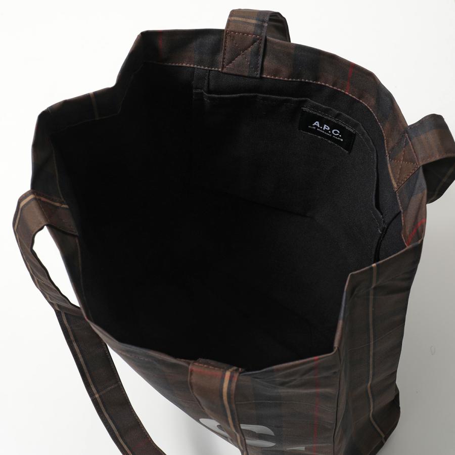 APC A.P.C. アーペーセー トートバッグ tote lou ルー COHKY M61442 レディース コットン ショッピングバッグ チェック柄 ロゴ 鞄 CAA/MARRONの画像