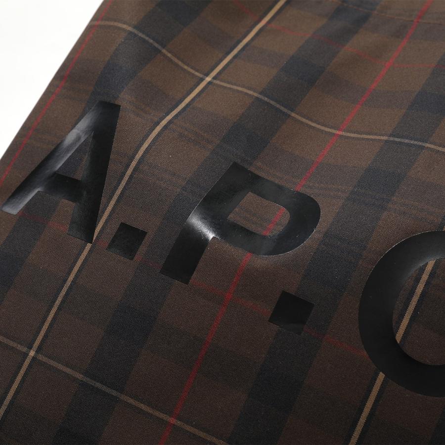 APC A.P.C. アーペーセー トートバッグ tote lou ルー COHKY M61442 レディース コットン ショッピングバッグ チェック柄 ロゴ 鞄 CAA/MARRONの画像