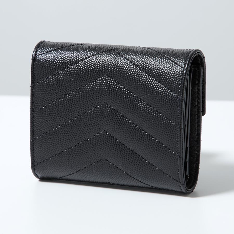 美品✨YSL サンローラン　カサンドラ　三つ折り財布　ブラック　レザー SAINT LAURENT 中古 サンローラン 三つ折り財布 レディース ブランド