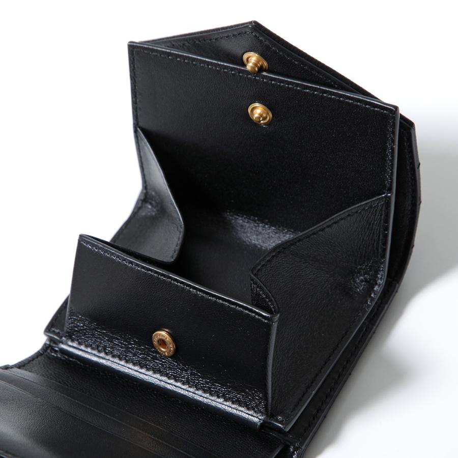 SAINT LAURENT ブラックレザー 三つ折り財布 サンローラン SAINT LAURENT 財布 レザー ミニ財布 コンパクト財布 三