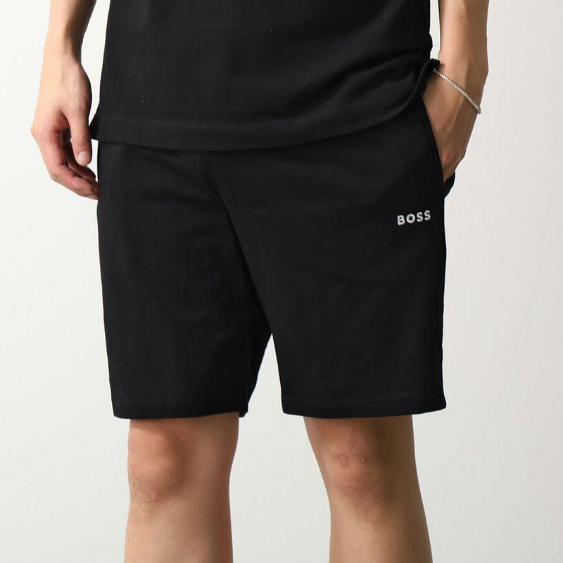 BOSS 黒 ショートパンツ ウエストゴム　新品　タグなし BOSS - スリムフィット ショートパンツ はっ水ストレッチファブリック