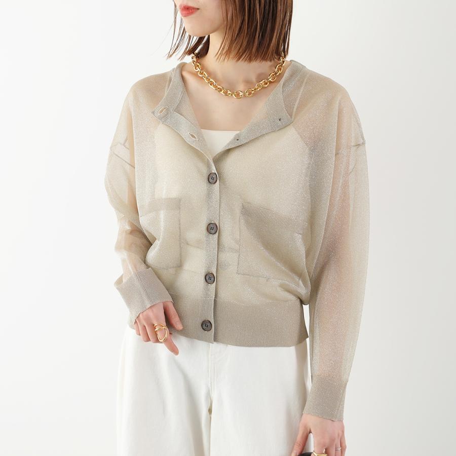 marmors カーディガン marmors（マルモア） カーディガン sheer lame crewneck cardigan