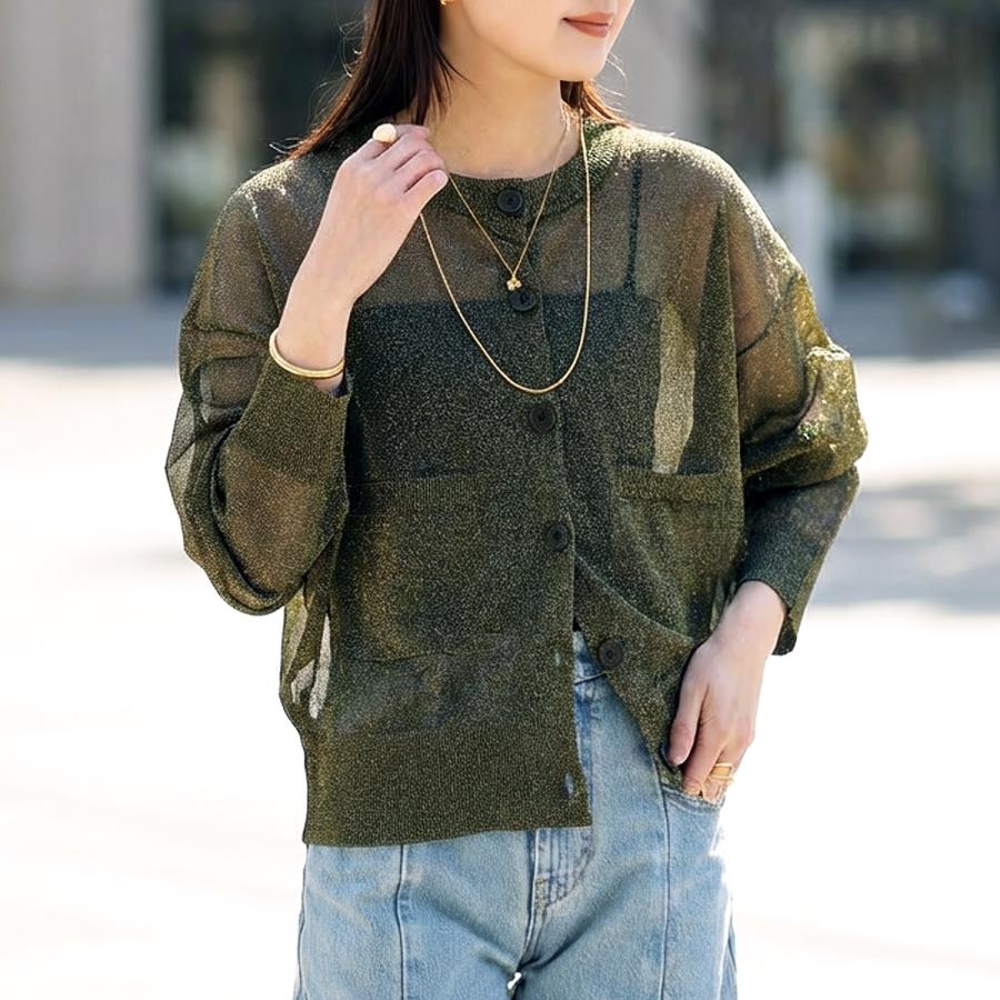 marmors（マルモア） カーディガン sheer lame crewneck cardigan