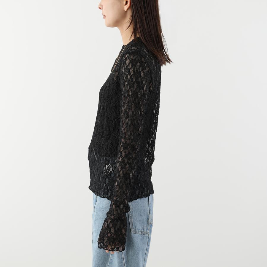 anana アナナ ブラウス a16-027 レディース 花柄 レース シアー ストレッチ カットソー 長袖の画像