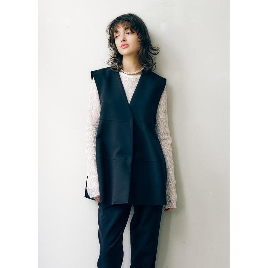 anana アナナ ブラウス a16-027 レディース 花柄 レース シアー ストレッチ カットソー 長袖の画像
