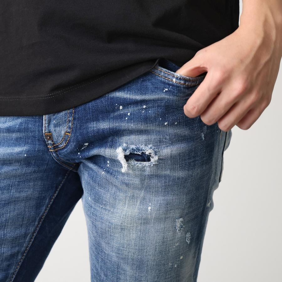 DSQUARED2 ディースクエアード ジーンズ SKATER JEAN スケーター S71LB1711 D30010 メンズ Gパン ジーパン ストレッチ ウォッシュ ダメージ加工 ペイントの画像