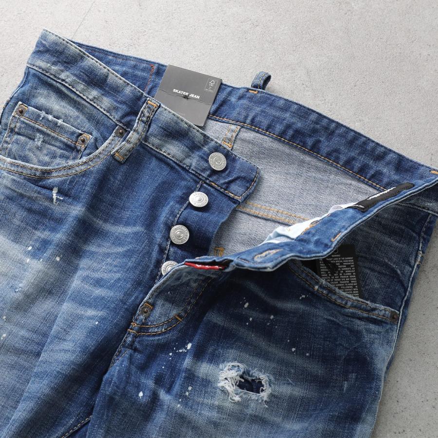 DSQUARED2 ディースクエアード ジーンズ SKATER JEAN スケーター S71LB1711 D30010 メンズ Gパン ジーパン ストレッチ ウォッシュ ダメージ加工 ペイントの画像