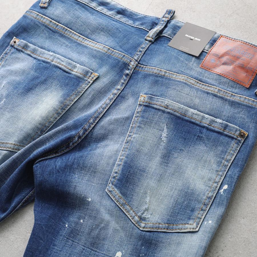 DSQUARED2 ディースクエアード ジーンズ SKATER JEAN スケーター S71LB1711 D30010 メンズ Gパン ジーパン ストレッチ ウォッシュ ダメージ加工 ペイントの画像