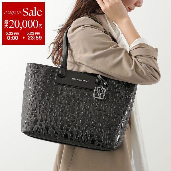 A/X ARMANI EXCHANGE アルマーニ エクスチェンジ トートバッグ XW001481 AF17290 レディース ミディアム エンボスロゴ 鞄 UC001/BLACKの画像