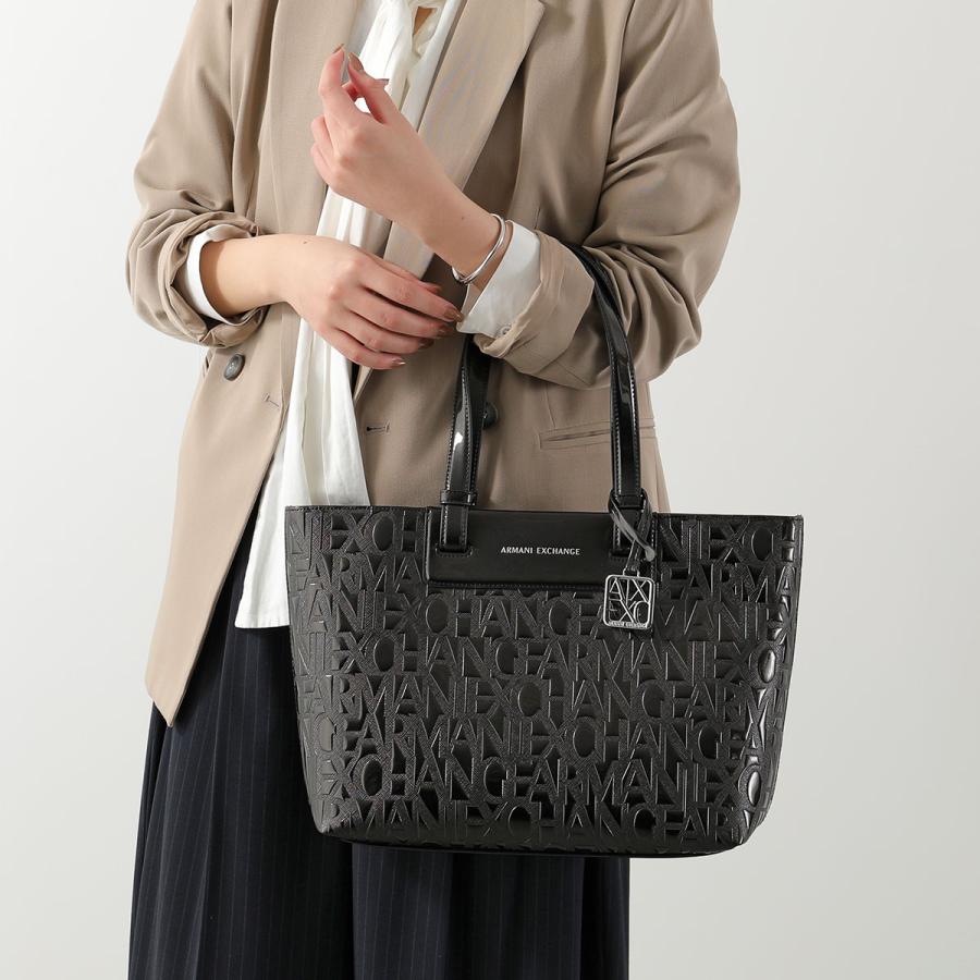 A/X ARMANI EXCHANGE アルマーニ エクスチェンジ トートバッグ XW001481 AF17290 レディース ミディアム エンボスロゴ 鞄 UC001/BLACKの画像