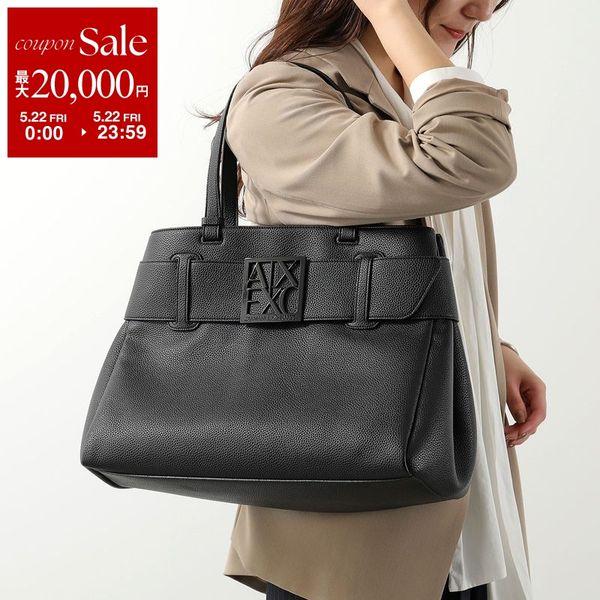 A/X ARMANI EXCHANGE アルマーニ エクスチェンジ トートバッグ XW000284 AF11902 レディース エコレザー ミディアム BOXロゴバックル 鞄 UC001/BLACKの画像