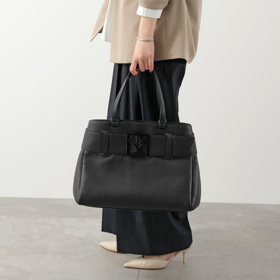 A/X ARMANI EXCHANGE アルマーニ エクスチェンジ トートバッグ XW000284 AF11902 レディース エコレザー ミディアム BOXロゴバックル 鞄 UC001/BLACKの画像