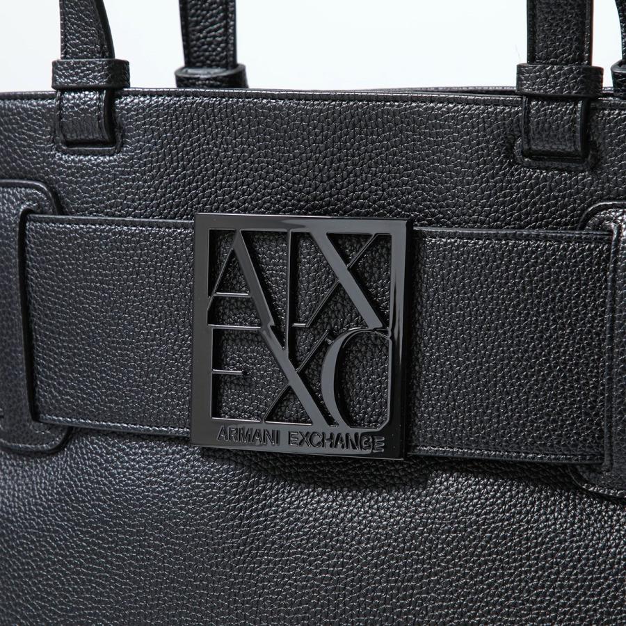 A/X ARMANI EXCHANGE アルマーニ エクスチェンジ トートバッグ XW000284 AF11902 レディース エコレザー ミディアム BOXロゴバックル 鞄 UC001/BLACKの画像