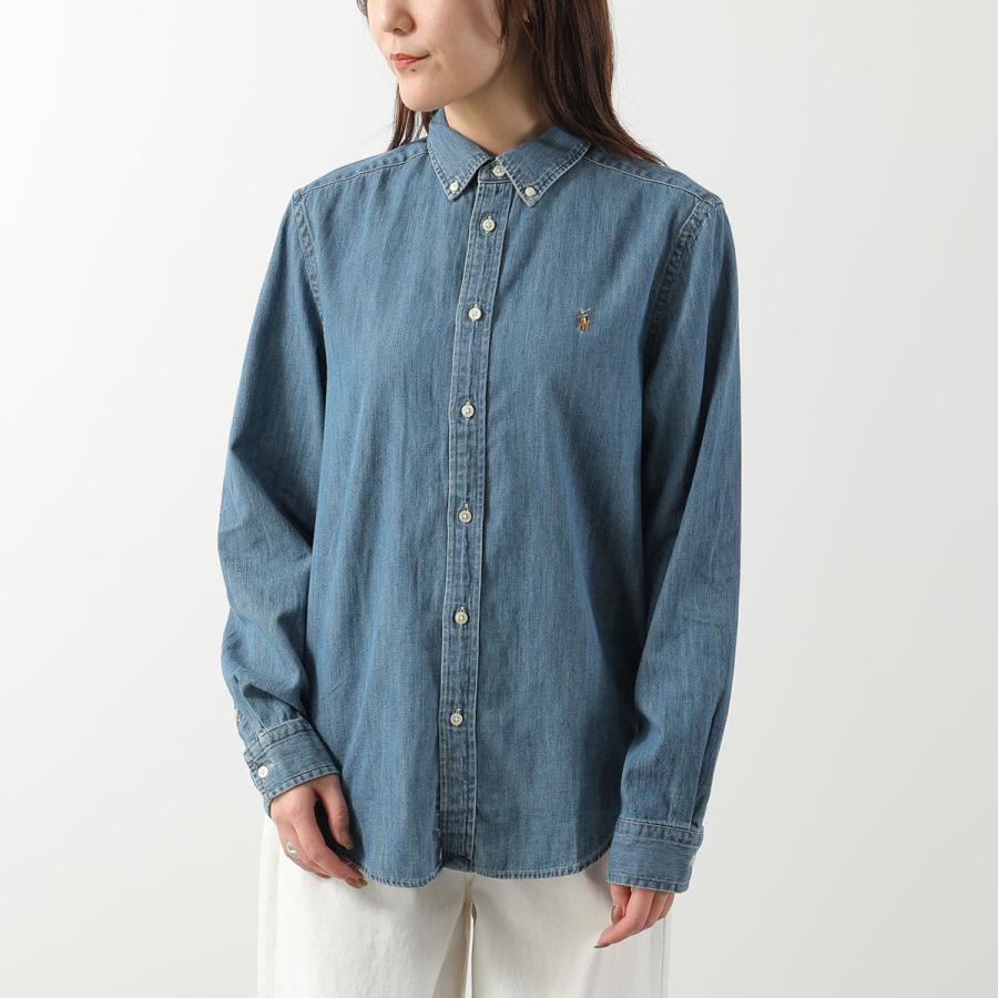 Polo Ralph Lauren KIDS ポロラルフローレン キッズ デニムシャツ 323713843 レディース ガールズ コットン 長袖 ボタンダウン ポニー刺? 001/BLUEの画像