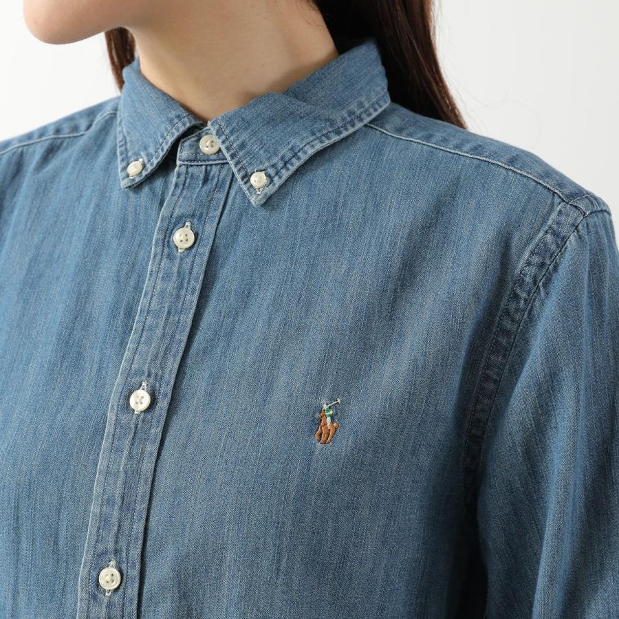 Polo Ralph Lauren KIDS ポロラルフローレン キッズ デニムシャツ 323713843 レディース ガールズ コットン 長袖 ボタンダウン ポニー刺? 001/BLUEの画像