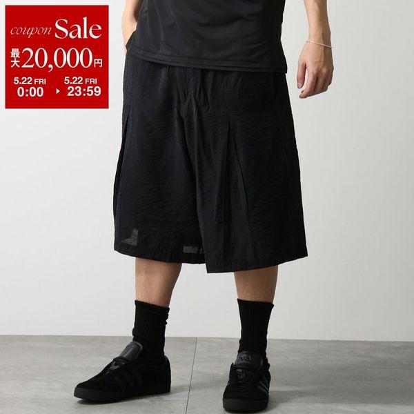 Y-3 ワイスリー ハーフパンツ CRINKLE PLEATED SHORTS クリンクル プリーツ ショーツ KS7639 メンズ レーヨンブレンド ロゴ BLACKの画像