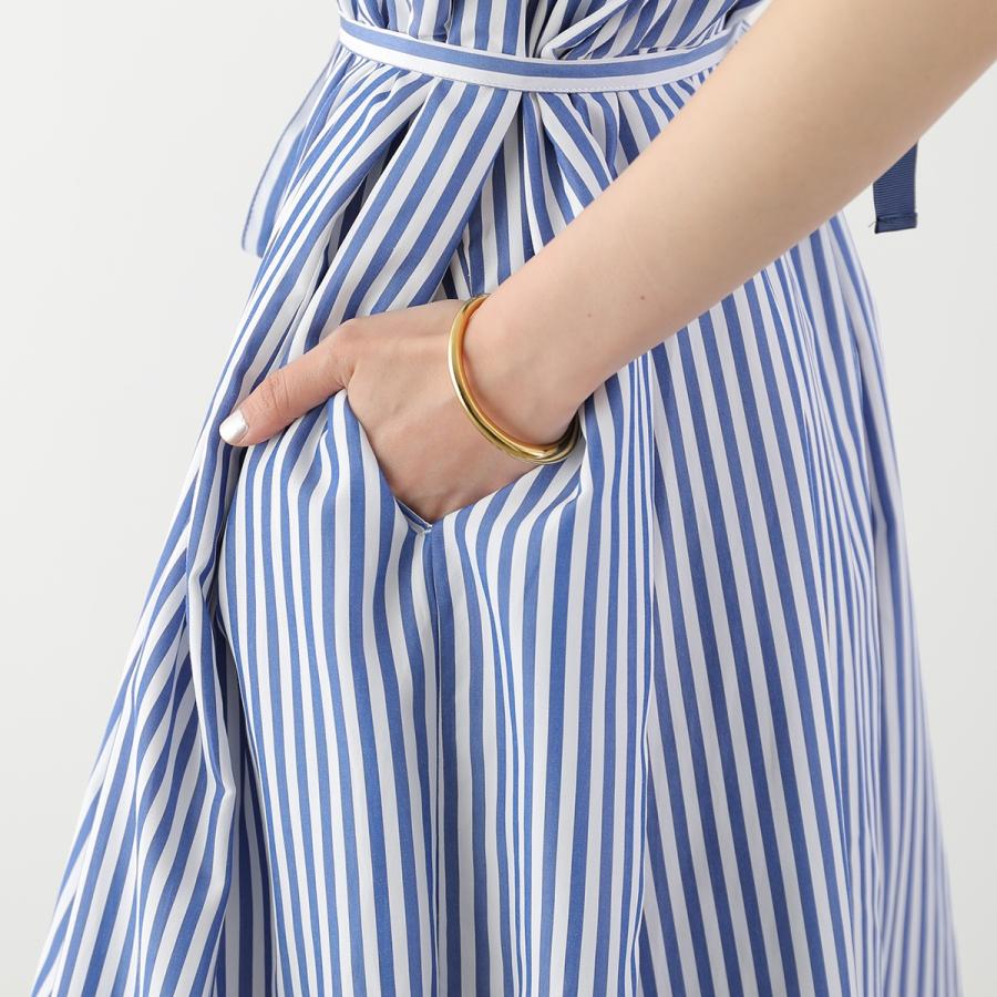 HERENCIA ヘレンチア ワンピース Back-Ribbon Striped Shirt Dress H326114 レディース ストライプ バックリボン ドレス ロング丈の画像