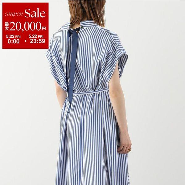 HERENCIA ヘレンチア ワンピース Back-Ribbon Striped Shirt Dress H326114 レディース ストライプ バックリボン ドレス ロング丈の画像