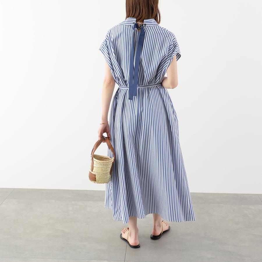 HERENCIA ヘレンチア ワンピース Back-Ribbon Striped Shirt Dress H326114 レディース ストライプ バックリボン ドレス ロング丈の画像