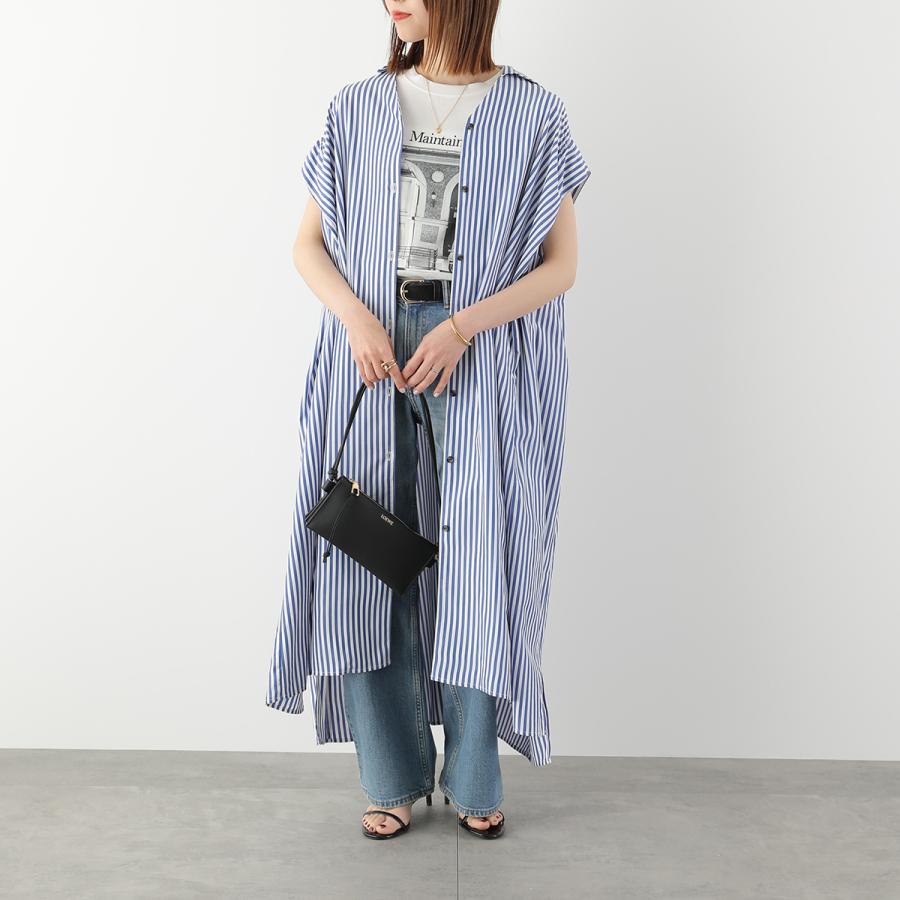 HERENCIA ヘレンチア ワンピース Back-Ribbon Striped Shirt Dress H326114 レディース ストライプ バックリボン ドレス ロング丈の画像