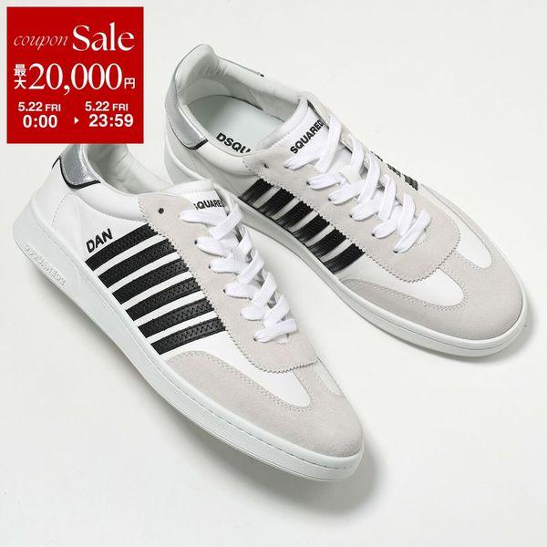 DSQUARED2 ディースクエアード スニーカー BOXER ボクサー SNM0476 18908715 メンズ ローカット レザー ロゴ 靴 M2691/WHITE+BLACK+SILVERの画像