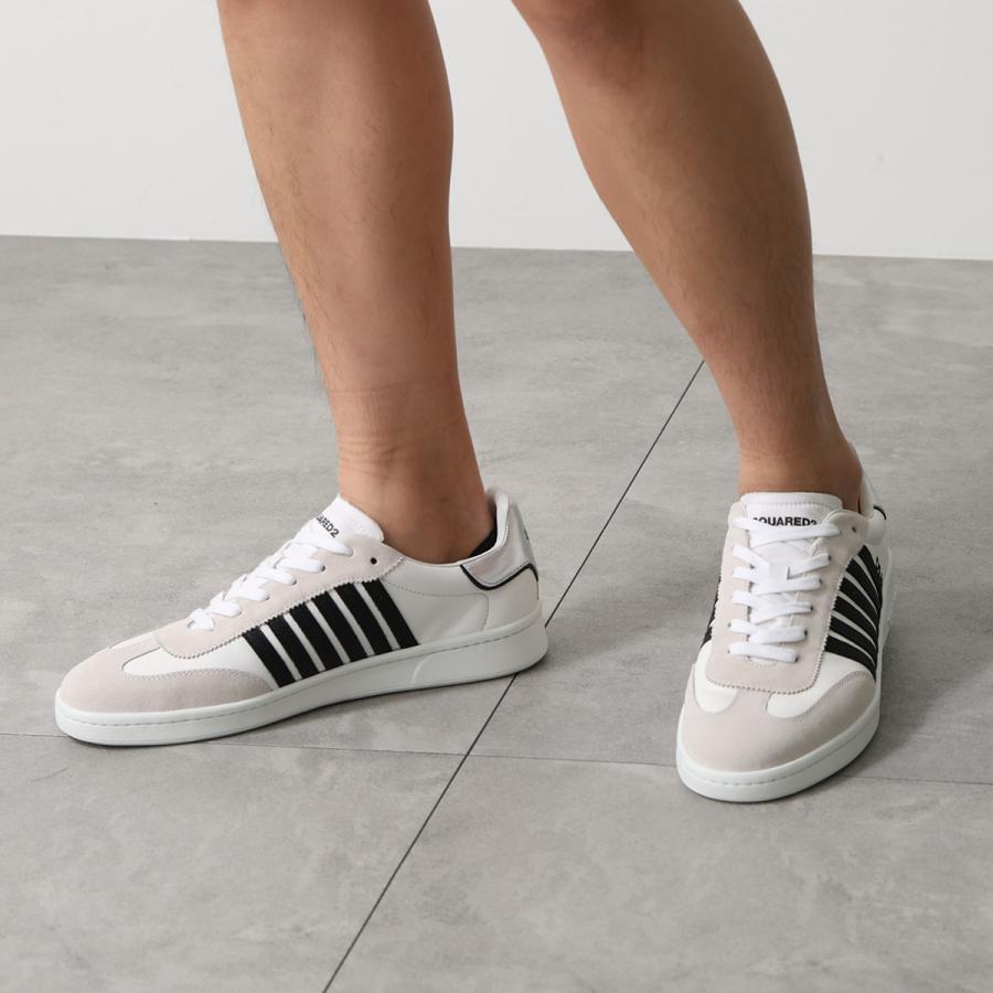 DSQUARED2 ディースクエアード スニーカー BOXER ボクサー SNM0476 18908715 メンズ ローカット レザー ロゴ 靴 M2691/WHITE+BLACK+SILVERの画像