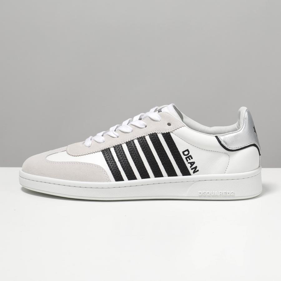 DSQUARED2 ディースクエアード スニーカー BOXER ボクサー SNM0476 18908715 メンズ ローカット レザー ロゴ 靴 M2691/WHITE+BLACK+SILVERの画像