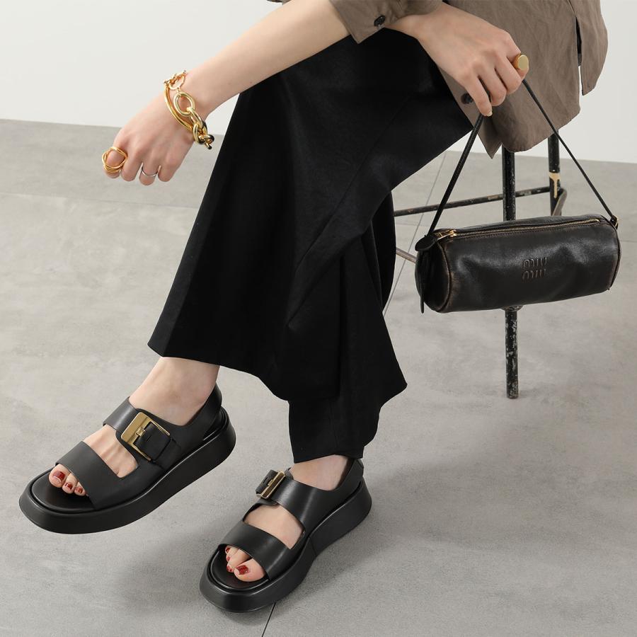 極美品 トッズ 35.5 メタルチェーン スクエアトゥ フラットシューズ 黒金 TOD'S（トッズ） TODS サンダル XXW95L0KA50N6M レディース レザー