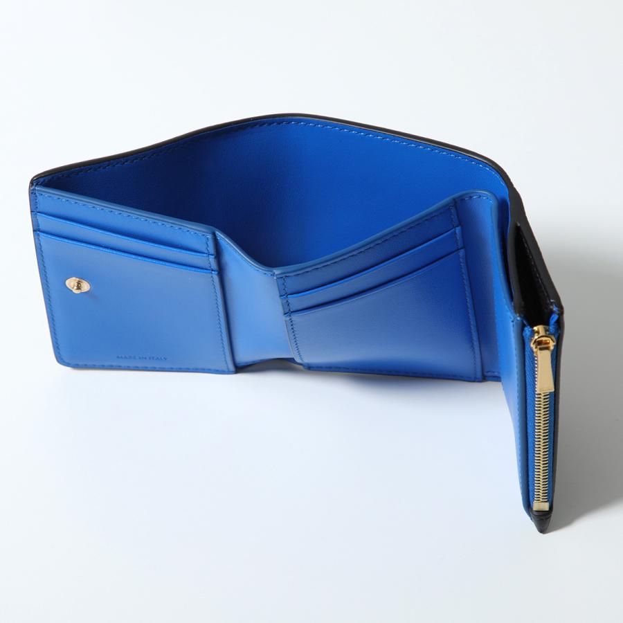 セリーヌ CELINE コンパクト ウォレット 保存箱付属  L100H2O54.GFS3 二つ折り財布 カーフ ブラック ブルー ゴールド金具 レディース【中古】【Aランク】 CELINE（セリーヌ） コンパクト ウォレット 保存箱付属 L100H2O54.GFS3